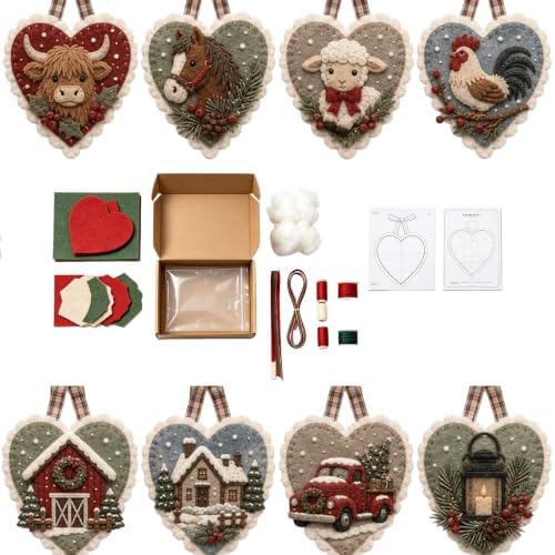 Winter Birds Pre-Cut Felt Heart Ornament Kit，Farmhouse by Unknown