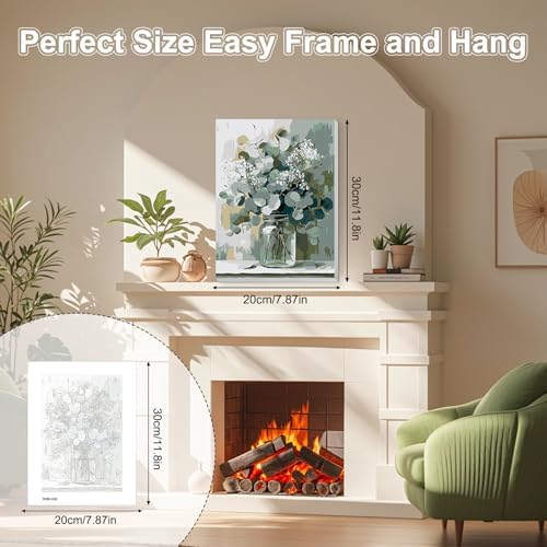 TOSTOG Vintage Vase Framed Canvas Paint by Numbers Art Kit for Adults and Kids, Beginner Acrylic Oil Painting Supplies with Wooden Frame for Home Wall Decor 20 * 30 cm/8 * 11.8 in - Image 6