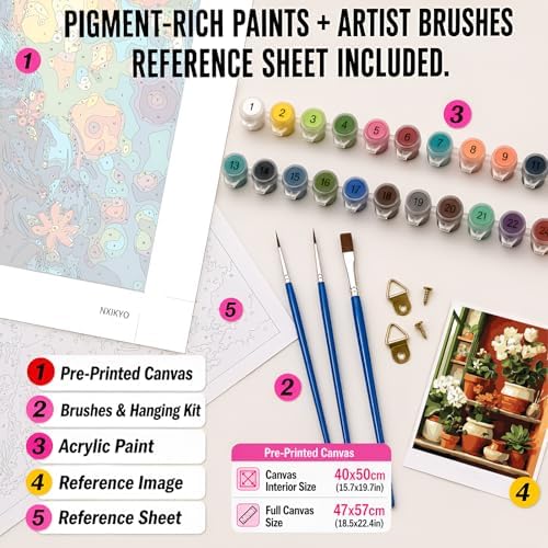 NXIKYO Plant Paint by Numbers Kit for Adults Beginner, Plants Shelves Adult Paint by Number Kits on Canvas, DIY Acrylic Oil Easy Painting by Numbers for Home Wall Decor 16 X 20 inch (Without Frame) - Image 2