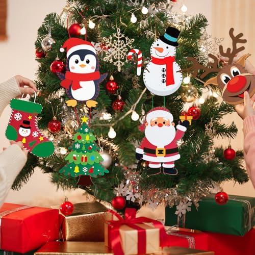 6 Sets Christmas Felt Ornament Sewing Kit, Christmas Ornaments Supplies Santa Elk Snowman Felt Sewing Socking Kit DIY Activity Perfect for Xmas Arts - Image 6
