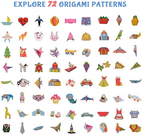 Origami Kit for Kids Ages 5-16, 212 Sheets with 72 Patterns & Instruction Book | Origami Paper Kit for Beginners & Advanced | Arts & Crafts Toys for Girls & Boys Ages 8-12 | Birthday & Christmas Gifts - Image 2