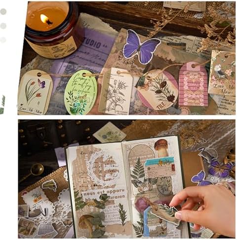 251Pcs Vintage Scrapbook Supplies Pack Kit for Junk Journal Bullet Aesthetic Paper Stickers Stuff Journaling Planners Diary Botanical Collage - Image 7