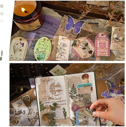 251Pcs Vintage Scrapbook Supplies Pack Kit for Junk Journal Bullet Aesthetic Paper Stickers Stuff Journaling Planners Diary Botanical Collage - Image 7