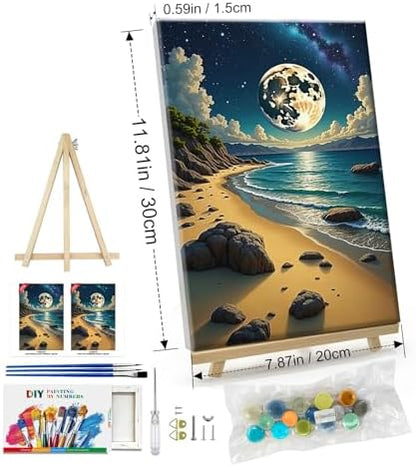 ATDMS Moon Paint by Numbers Kit for Adults with Frame 8x12 Inch - Image 4