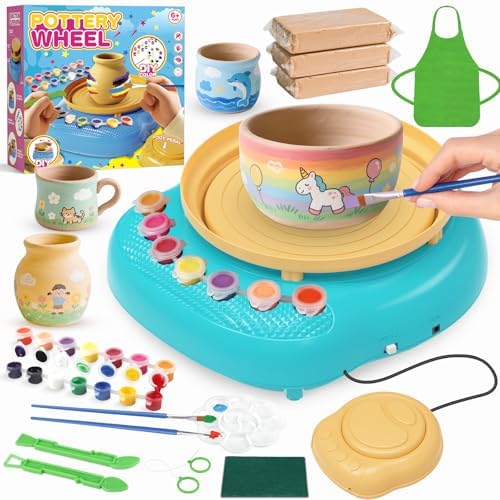 Pottery Wheel for Kids, Complete Kit with Air-Dry Clay, Ages 8-12 by Cmiolacuna