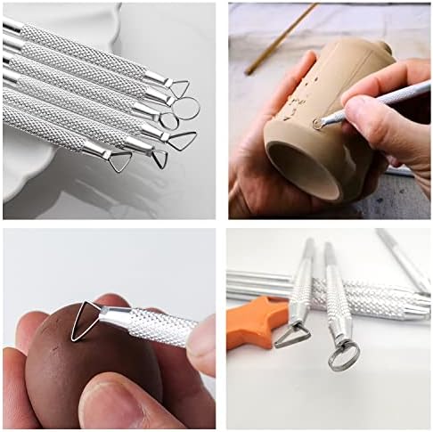 14PCS Ceramic Pottery Clay Ribbon Sculpting Tool Kit with Feather Wire Texture and Needle Detail Tools for Carving,Modeling,by Augernis - Image 6