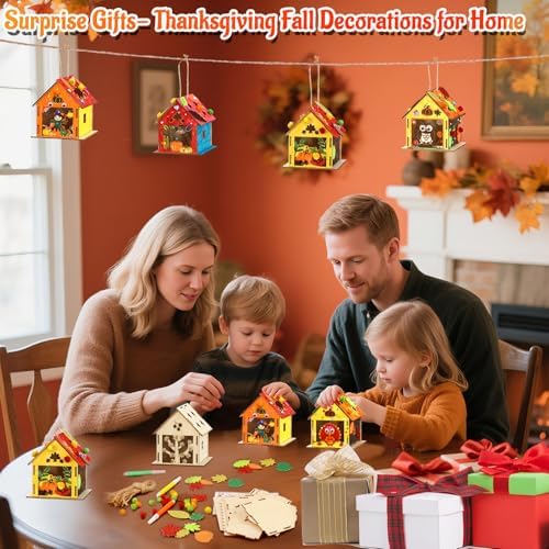 Fall Thanksgiving Crafts Wooden House for Adults, Painting Arts Kit Decor - Image 5