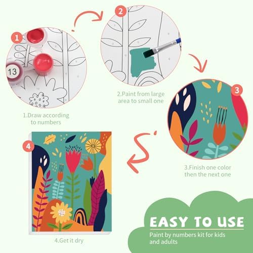 goldentime Framed Paint by Numbers for Adults and Kids Ages 8-12 - Easy to Paint by Number for Beginners, Flower Canvas Painting Kits Perfect for Gift Home Wall Decor 8 * 10inch - Image 4
