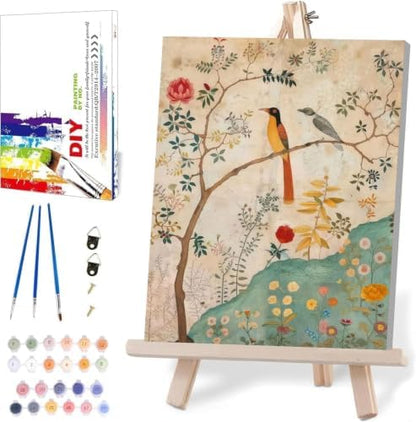 WUDWL Persian Birds Flowers Paint by Numbers Kit for Adults Beginner, with Framed by WUDWL