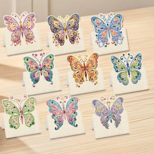 jinglinhh 12pcs Fluttering Butterfly Diamond Art Painting Greeting Cards with Envelopes, DIY Card Making Kits for Adults, Diamond Art Christmas Cards for Birthday Holiday Postcards Craft Gifts - Image 4