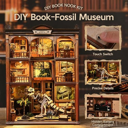 DIY Book Nook Kit, 3D Wooden Puzzle for Adults, Miniature House Kit with Touch LED Light, Gothic Bookshelf Insert Decor, Creative Hobby Gift for Fantasy Lovers - Image 2