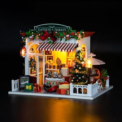 DIY Miniature House Kit for Adult and Teens, Christmas Candy House Building Kit for Family and Friends, Mini Wooden Dollhouse Kit for Halloween Christmas Birthday Gifts - Image 3