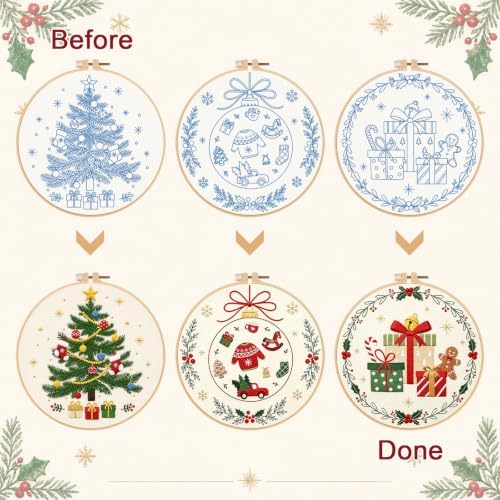 Nuberlic 3 Pack Christmas Embroidery Kit for Beginners - Image 7