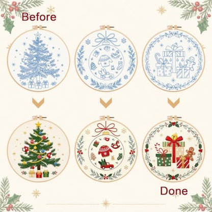 Nuberlic 3 Pack Christmas Embroidery Kit for Beginners - Image 7