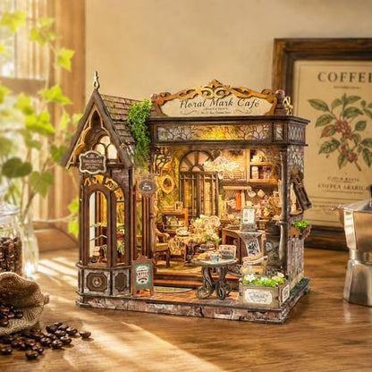 Floral Mark Cafe Book Nook Kit for Adults with LED Lights - Image 3