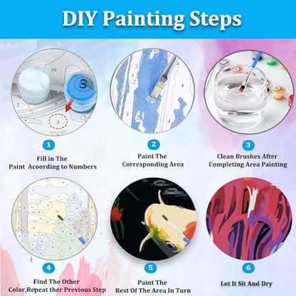 Artunion Framed Paint by Numbers Kit for Adults Beginners & Kids Ages 8-12,Colorful Jellyfish Paint by Number with Frame, Ocean Animals Paint by Numbers Kit on Canvas 10 * 10 Inch Without Easel - Image 6