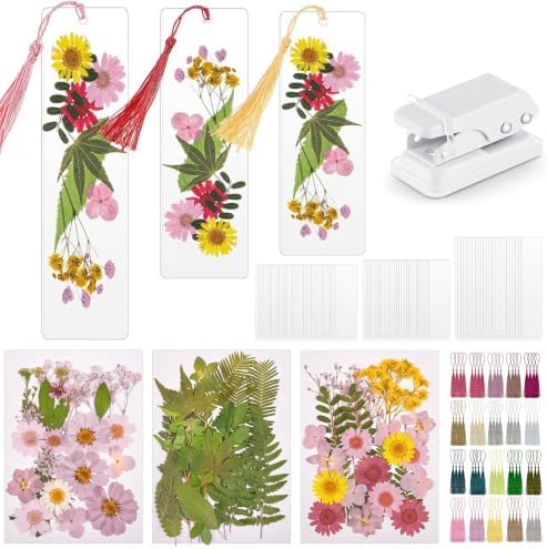 Fuyoooo 176 Pcs Pressed Flower Bookmark Kit,Pink,3 Size by Liraitoya