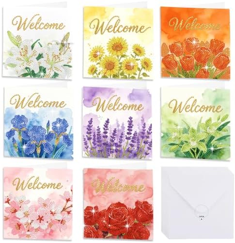 Muzagroo Art Diamond Art Greeting Cards for Adults DIY Welcome Cards 8PCS by MuzagrooArt