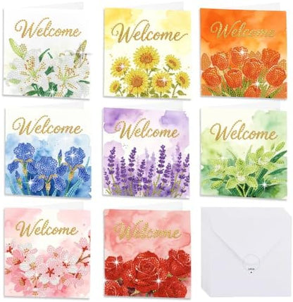 Muzagroo Art Diamond Art Greeting Cards for Adults DIY Welcome Cards 8PCS by MuzagrooArt