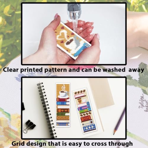 ACRNIGHEET 6PCS Cross Stitch Bookmark Kit for Beginner Stamped Cross Stitch Kits for Adults Book&Coffee DIY Tassel Embroidery Bookmark Kits Needlepoint Kit with Instructions Craft Gift 8.5''x3'' 11CT - Image 3