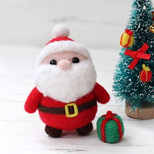 Szecl Santa Claus Wool Felting Kit Tool Supplies with Gift Box, Christmas Needle Felting Kit Beginner DIY Non Finished Poked Set Xmas Ornaments, 4Pcs Needles, 2Pcs Eyes, Felting Foam Mat, Instruction by Szcelling