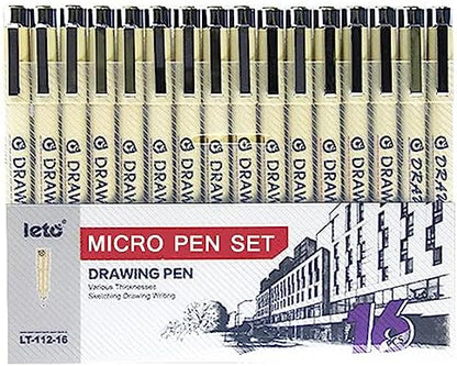 Muchcute Micro Fineliner Drawing Art Pens: 16 Black Artist Supplies Adults - Image 3