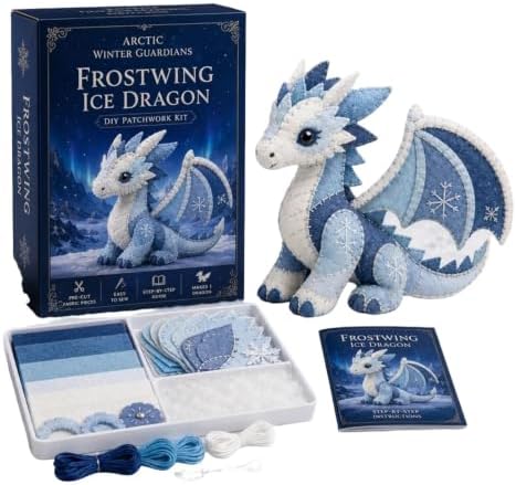 Arctic Winter Guardians DIY Patchwork Kit - 3D Felt Animal Sewing Kit - DIY Patchwork Animal Kit for Beginners, Handmade Felt Craft Kit for Home Decor & Creative Gift (D) by Unknown
