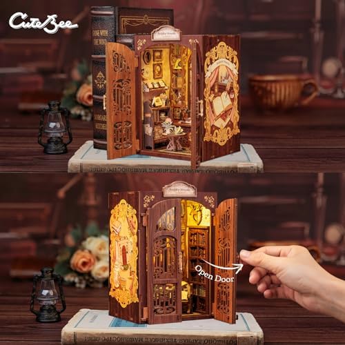 CUTEBEE Book Nook Kit - DIY Miniature House Kit for Adults and Teens, Dollhouse Booknook Tiny House Model Build Bookshelf Decor, Gifts for Family, Friends - Image 3