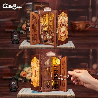 CUTEBEE Book Nook Kit - DIY Miniature House Kit for Adults and Teens, Dollhouse Booknook Tiny House Model Build Bookshelf Decor, Gifts for Family, Friends - Image 3