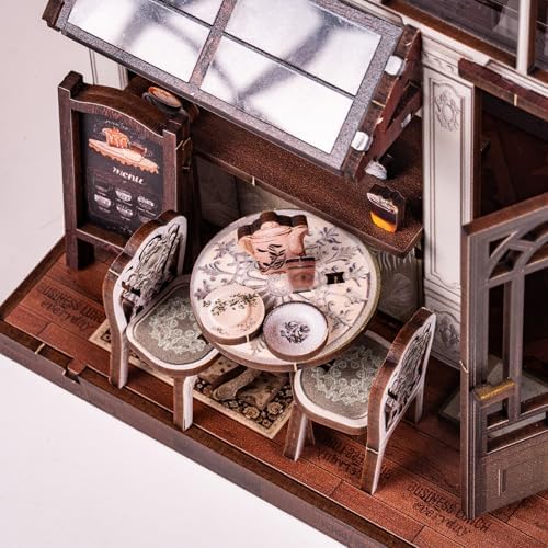 Book Nook Kit, DIY Miniature House Coffee Shop Dollhouse - Image 4