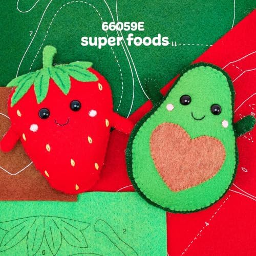 Bucilla, Felties Perfect Pairs Felt Embroidery Craft Kit, for DIY Arts and Crafts Projects, Super Foods, Set of 2 - Image 3