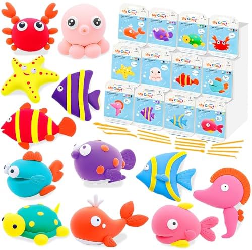 LanMa Air Dry Clay Kit for Kids, 12 Pack Sea Animal Air-Dry Art Kits with Ultra Light & Soft Modeling Clay, Instructions, Sculpting Tools, Christmas Birthday Gifts for Boys Girls by LanMa