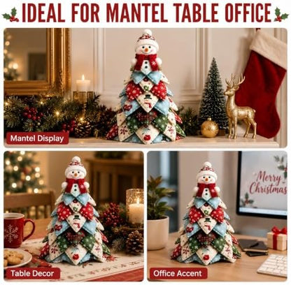 DIY Halloween Christmas Quilted Fabric Tree Kit, 3D Padded Patchwork Sewing Craft Kit for Beginners, Home Office Mantel Shelf Tabletop Decor, Handmade Holiday Gift for Craft Lovers (Christmas #F) - Image 3