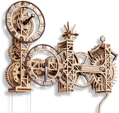 WOODEN.CITY Steampunk Wall Clock Kit – 3D Wooden Puzzle for Adults, Mechanical DIY Clock Model, Working Wall Art (257 Pieces) Made in EU by WoodenCity