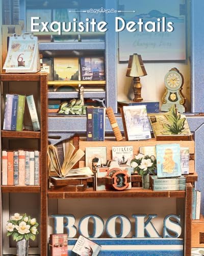 Cutefun Book Nook Kit - DIY Miniature Dollhouse Kit for Adults and Teens, Mini House Building Kit Library with LED Bookshelf Insert Decor Creative Gifts (Literature Bookstore) - Image 6