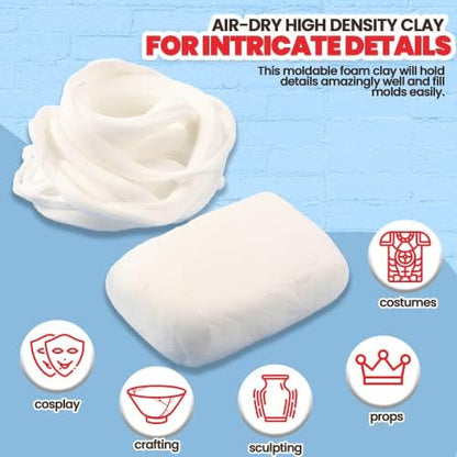 3.3 lbs Moldable Cosplay Foam Clay (White) – High Density and Hiqh Quality for Intricate Designs | Air Dries to Perfection for Cutting with a Knife or Rotary Tool, Sanding or Shaping (Pack of 2) - Image 6