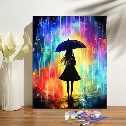 obterie Rain Paint by Numbers Kit for Adults Beginner Girl Oil Painting Kit Adult Paint by Number Kits on Canvas DIY Painting for Beginners Art by Numbers for Gifts Home Wall Decor 16x20 Inch - Image 2