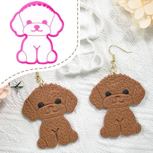 Xaekicr Poodle Dog Polymer Clay Cutters for Earrings – Cute Puppy Clay Cutters for Polymer Clay Jewelry Making – Animal Clay Earring Cutters and DIY Clay Tools – 1 Piece by Xaekicr