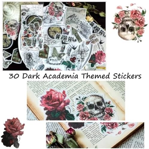 Vintage Aesthetic Scrapbook Supplies Kit with Scrapbook Paper, Stickers, Bookmarks for Scrapbooking, DIY Albums, Junk Journals, Bullet Journals, Dark Academia Aesthetic Decor (Dark2 129 Pcs) - Image 5