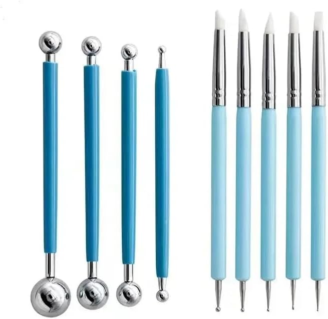 Professional Clay Sculpting Tools Set, Blue, 9 Pieces, Ball Stylus and Modeling Tools for Pottery, Ceramics, Art by clyaiylc