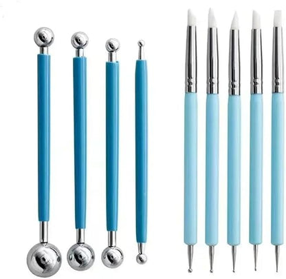 Professional Clay Sculpting Tools Set, Blue, 9 Pieces, Ball Stylus and Modeling Tools for Pottery, Ceramics, Art by clyaiylc