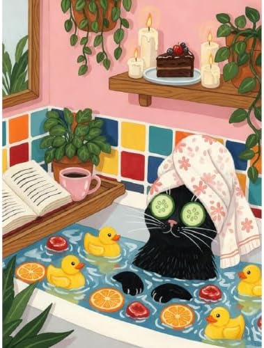 askkqtx Cat Stamped Cross Stitch Kits for Beginners Adults 12x16 Inch by askkqtx
