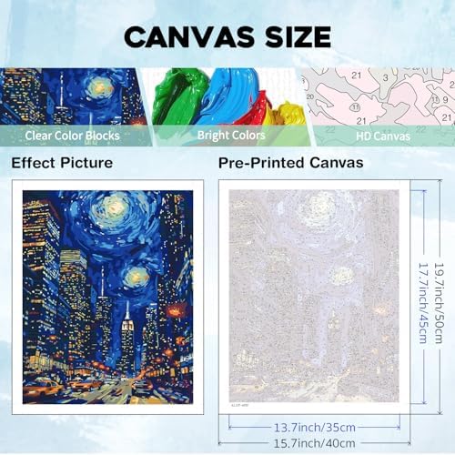 PHANTASYART City Paint by Numbers Kit for Adults 16x20inch - Image 6