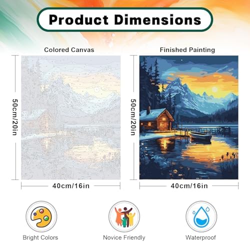 Possoco Paint by Numbers Kit for Adults Beginner, Landscape Easy Adult Paint by Number Kits on Canvas, DIY Acrylic Watercolor Oil Paint by Number for Adults Teens for Home Decor Gift 16x20 Inch - Image 3
