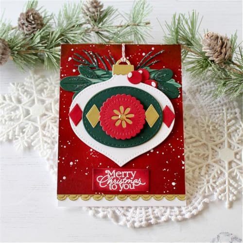 Scrapbooking Die-Cuts, Christmas Metal Cutting Dies for Card Making, Paper Craft Punch Template, Background Embossing Stencils, DIY Album Décor (Christmas Lantern Label-9.3x9.8cm) - Image 4