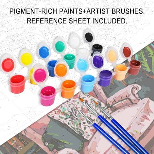 Aihonmin Beautiful Rhododendron Paint by Number for Adult and Kids Beginner,Floral Canvas Oil Painting Kit Digital Painting,Vintage Watercolor Living Room Decoration,(Without Frame - Image 6