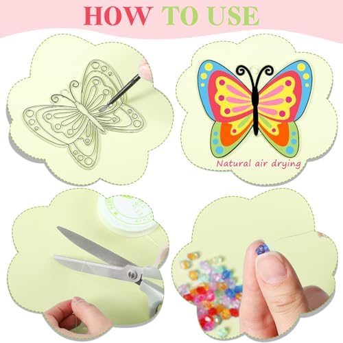 Dunzoom 30 Set Butterfly Suncatchers Kit Spring Summer DIY Window Suncatchers Craft Make Your Own Butterfly Suncatchers Ornaments Painting Craft Kits for Party Painting Activity Decoration - Image 3