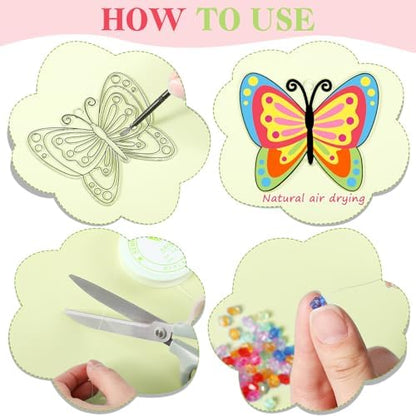 Dunzoom 30 Set Butterfly Suncatchers Kit Spring Summer DIY Window Suncatchers Craft Make Your Own Butterfly Suncatchers Ornaments Painting Craft Kits for Party Painting Activity Decoration - Image 3