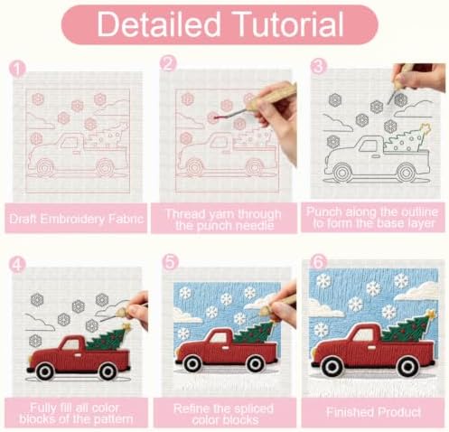 BEUNITONE Punch Needle Kit for Beginners Adults - Christmas Truck Design - Image 4