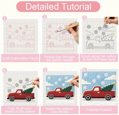 BEUNITONE Punch Needle Kit for Beginners Adults - Christmas Truck Design - Image 4